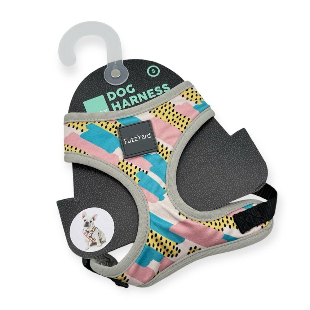 Fuzz Yard Pink Blue Orange Printed Adjustable Harness Dog’s Size Small